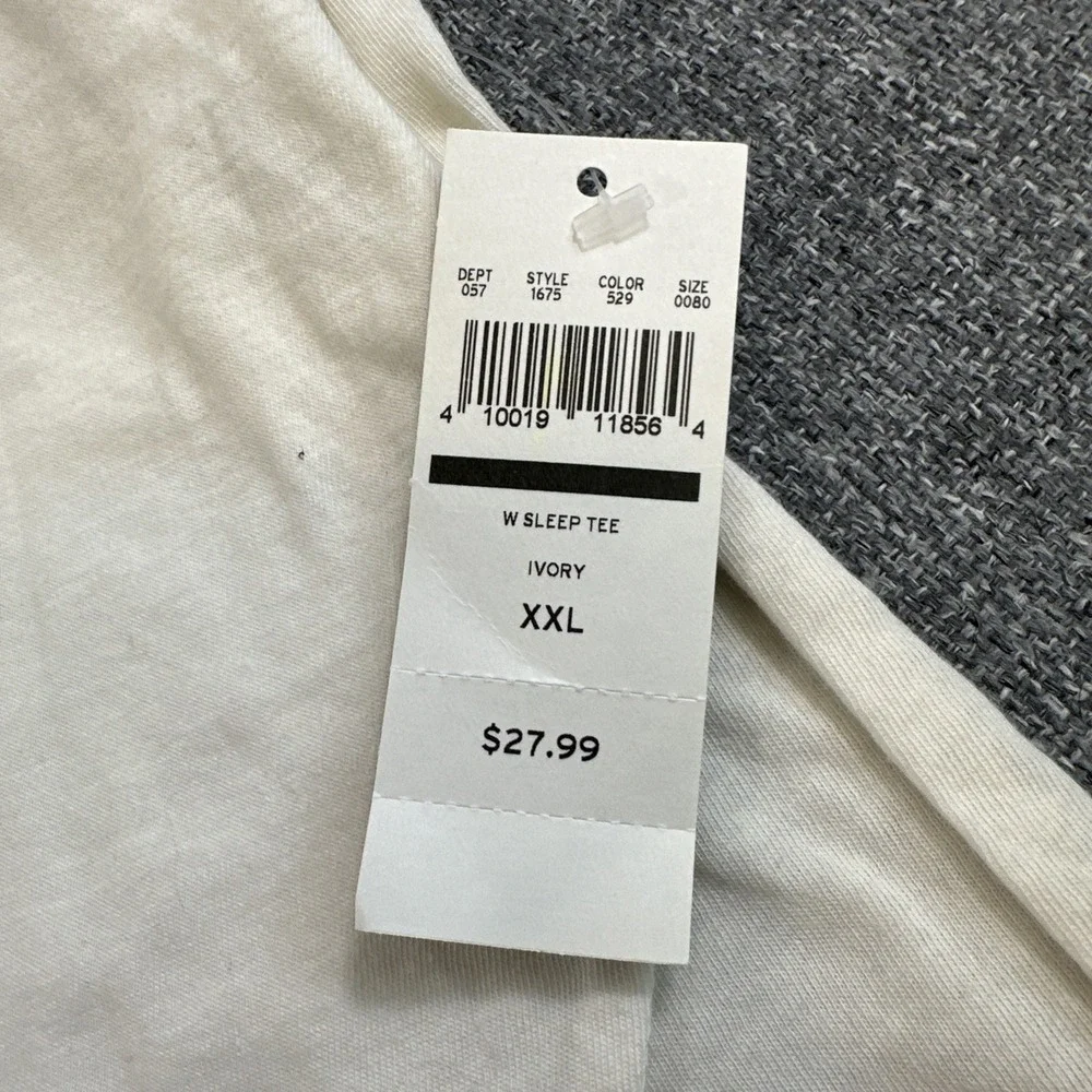 NWT Eddie Bauer Womens Large Cream Short Sleeve Tie Neck Top Knit T-Shirt L - Picture 3 of 7